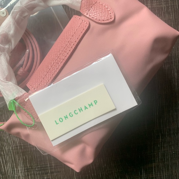 LONGCHAMP Mini Le Pliage Green Top-Handle Bag + Strap - Petal Pink - NWT! - Picture 9 of 11